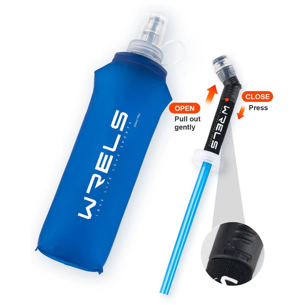 Folding Water Bottle TPU Bpa-Free Collapsible Soft Flask Outdoor Sport Hiking Camping Running Portable Soft Water Bottle